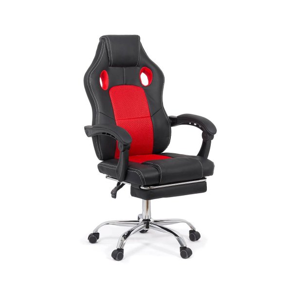 Scaun Gaming de birou cu suport de picioare OFF 3091 rosu