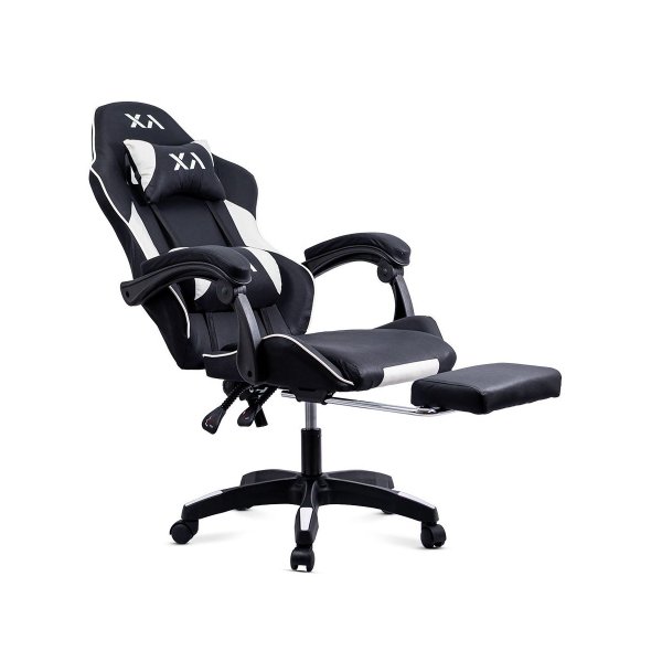 Scaun gaming din stofa cu suport pentru picioare OFF 295 negru