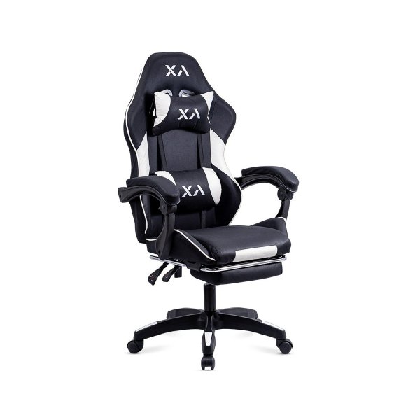 Scaun gaming din stofa cu suport pentru picioare OFF 295 negru