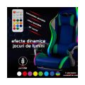 Scaun gaming ergonomic albastru din piele ecologică și bază albă cu iluminare RGB OFF 298 - imaginea 2