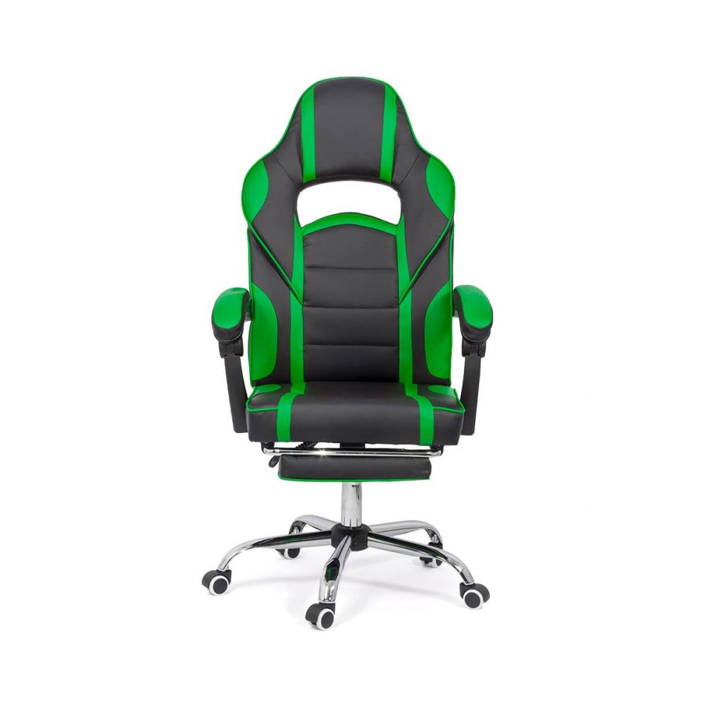 Scaun gaming verde OFF 302 cu suport de picioare si spatar rabatabil