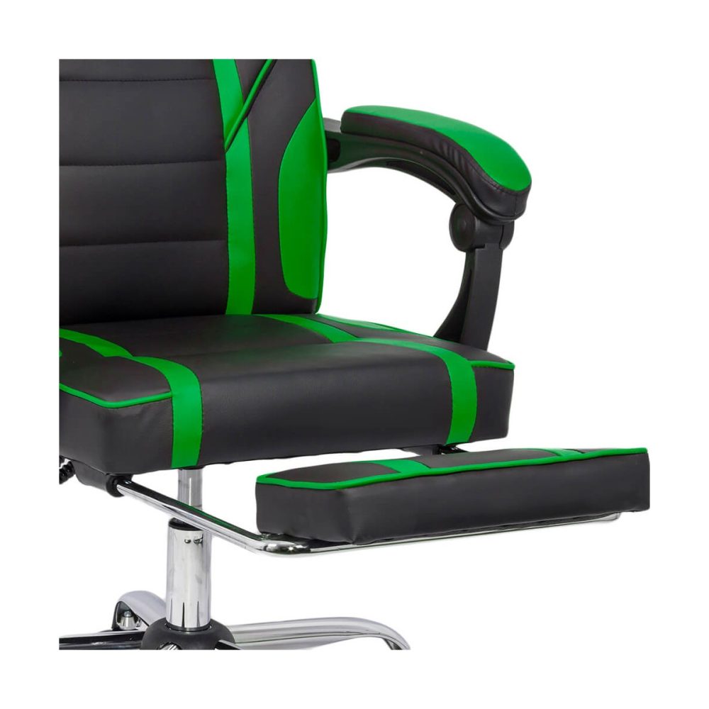 Scaun gaming verde OFF 302 cu suport de picioare si spatar rabatabil
