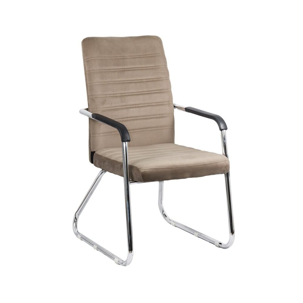 Scaun pentru vizitatori din catifea si cadru cromat OFF 833V bej