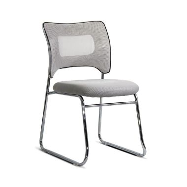 Scaun vizitatori gri deschis din mesh cu cadru metalic tip sanie, stabil HRC 613F
