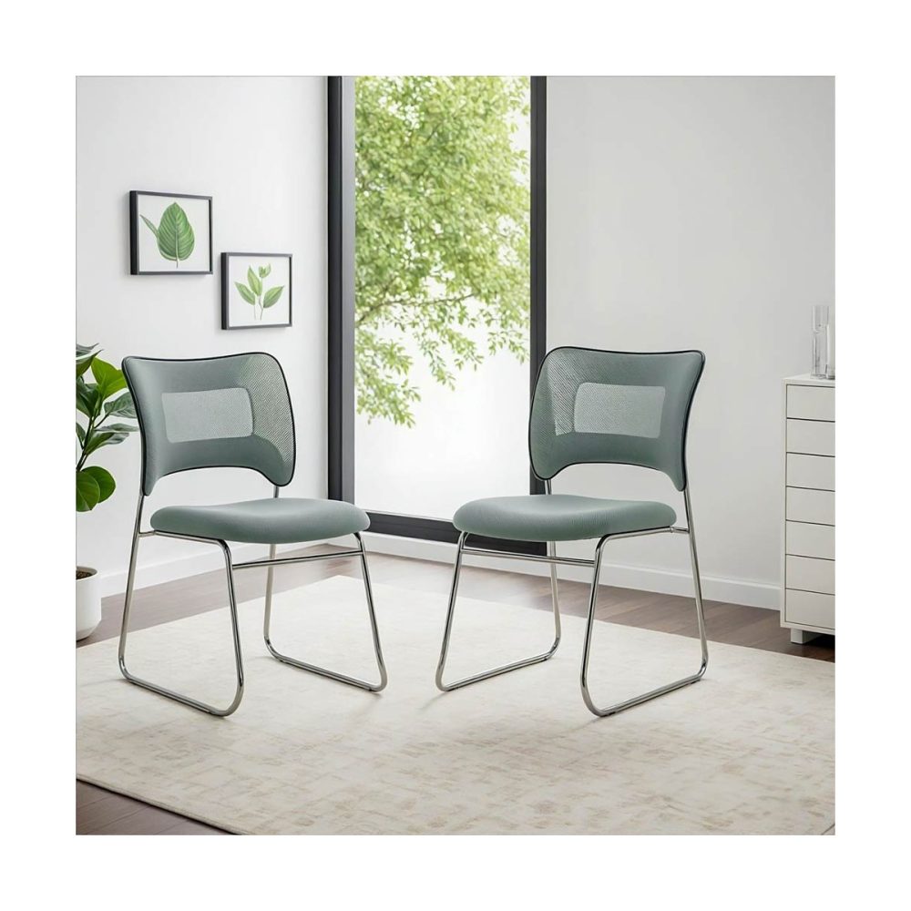 Scaun vizitatori gri din mesh cu cadru metalic, modern HRC 613F