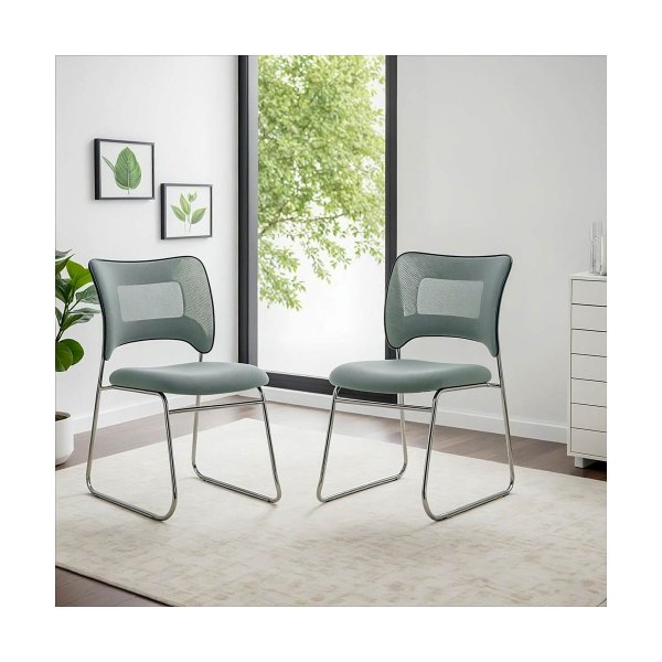 Scaun vizitatori gri din mesh cu cadru metalic, modern HRC 613F