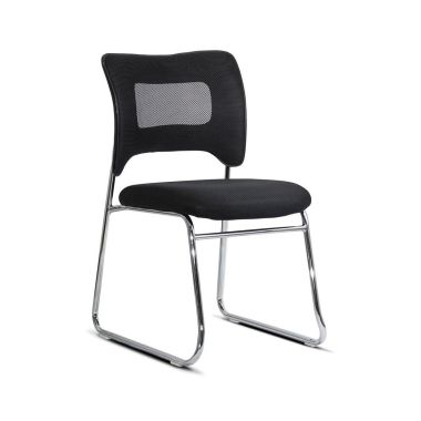 Scaun vizitatori negru din mesh cu cadru metalic, stabil si respirabil HRC 613F