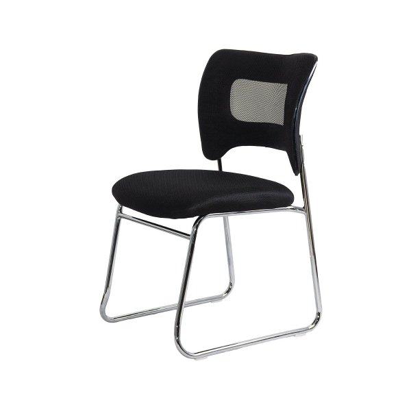 Scaun vizitatori negru din mesh cu cadru metalic, stabil si respirabil HRC 613F